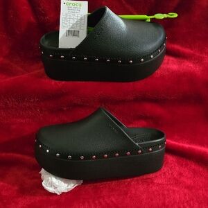 CROCS Women's Dylan Black Studded Platform Clogs